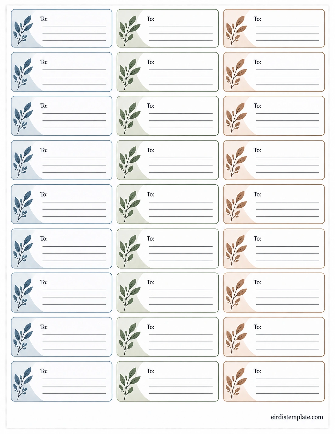 Address Label Template Printable Address Label Template with blank recipient address fields for letters, packages, and mailing