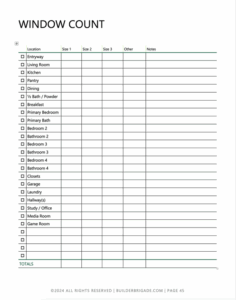 Printable Building Checklist Template