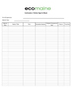 Building Visitor Sign-in Sheet Template