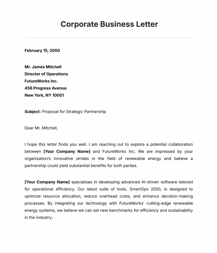 Business Communication Letter Template