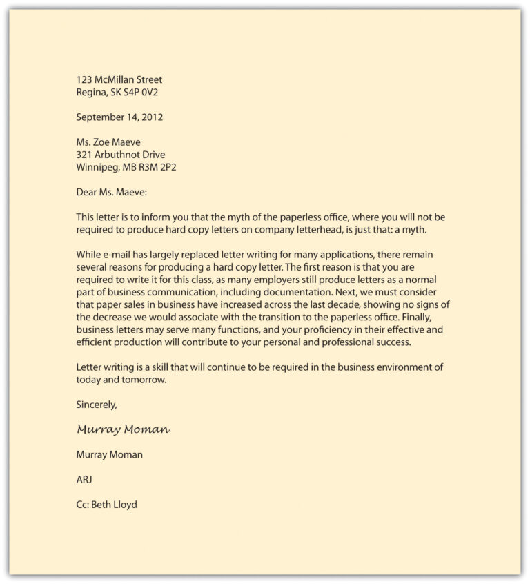 Business Communication Letter Template