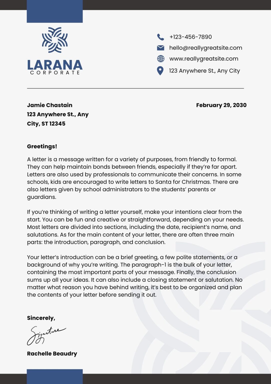 Business Communication Letter Template