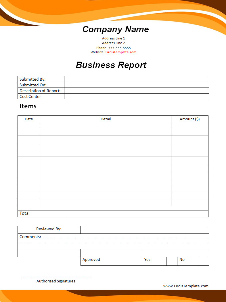 Business Report Template Business Report Template