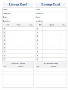 Free Printable Baseball Lineup Card Template