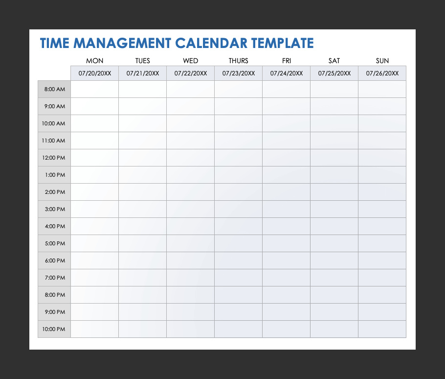 Example Time Management Template Example Time Management Template