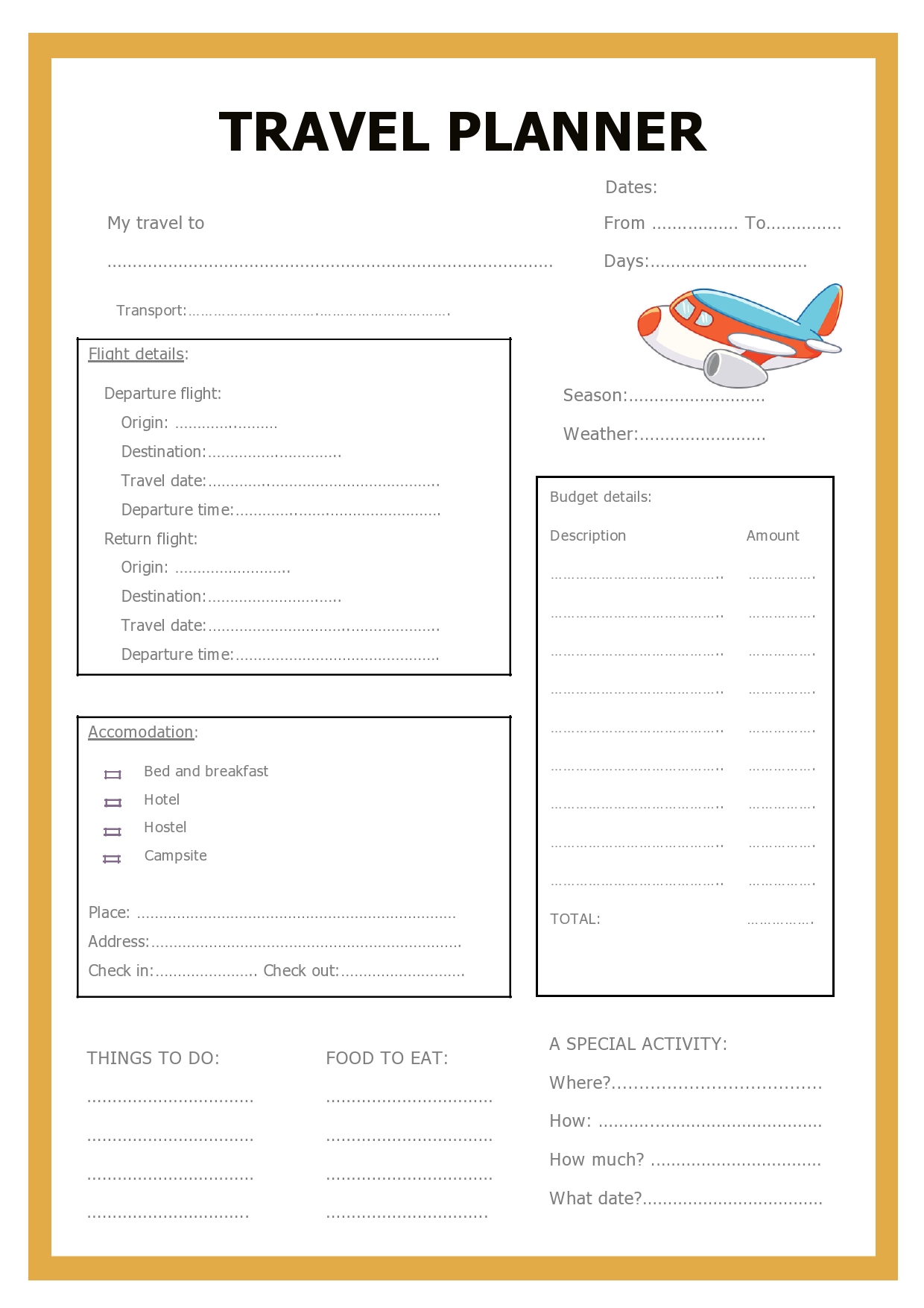Example Vacation Itinerary Template Example Vacation Itinerary Template