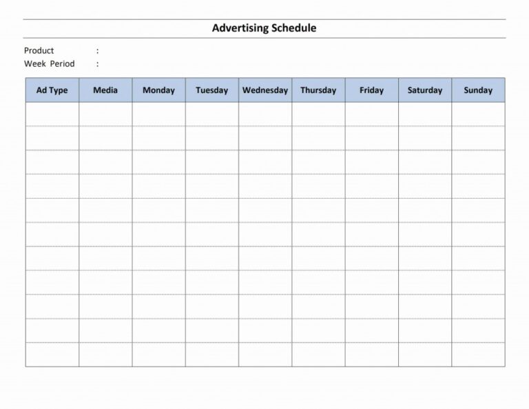 Advertising Schedule Template (Word)