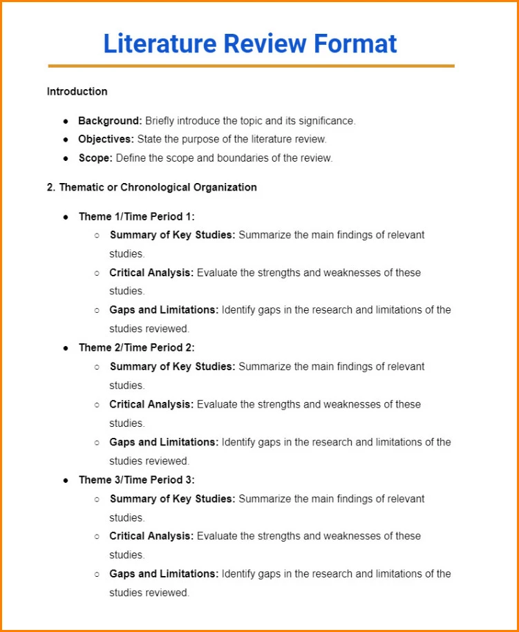 Literature Review Template Literature Review Template