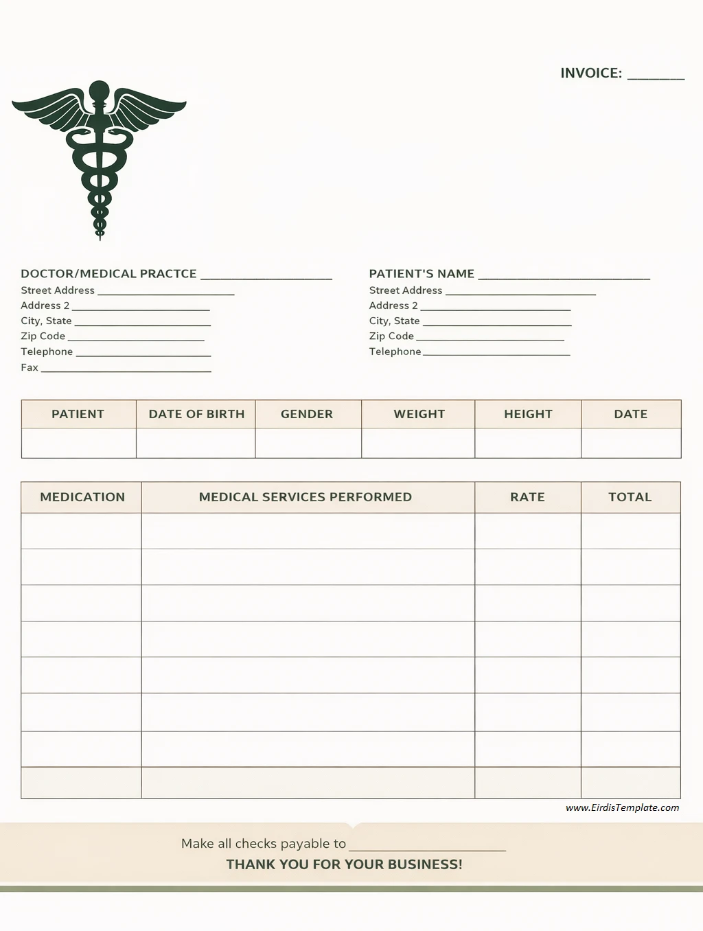Medical Invoice Template Simple Blank Medical Invoice Template