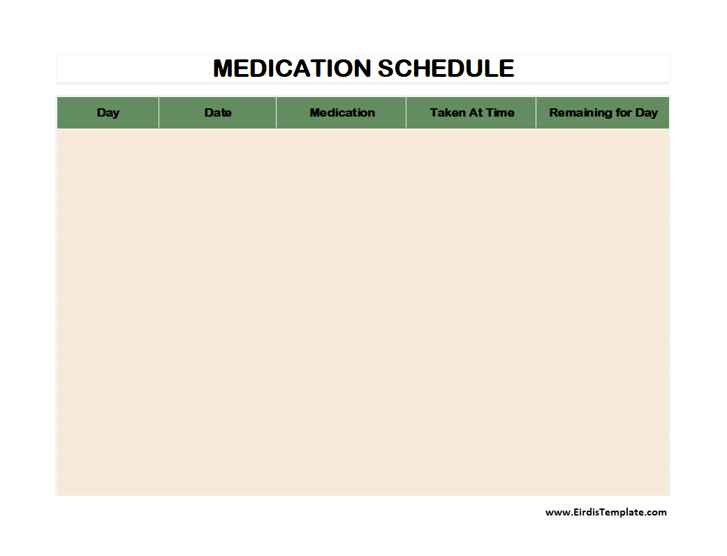 Medication Schedule Template Medication Schedule Template