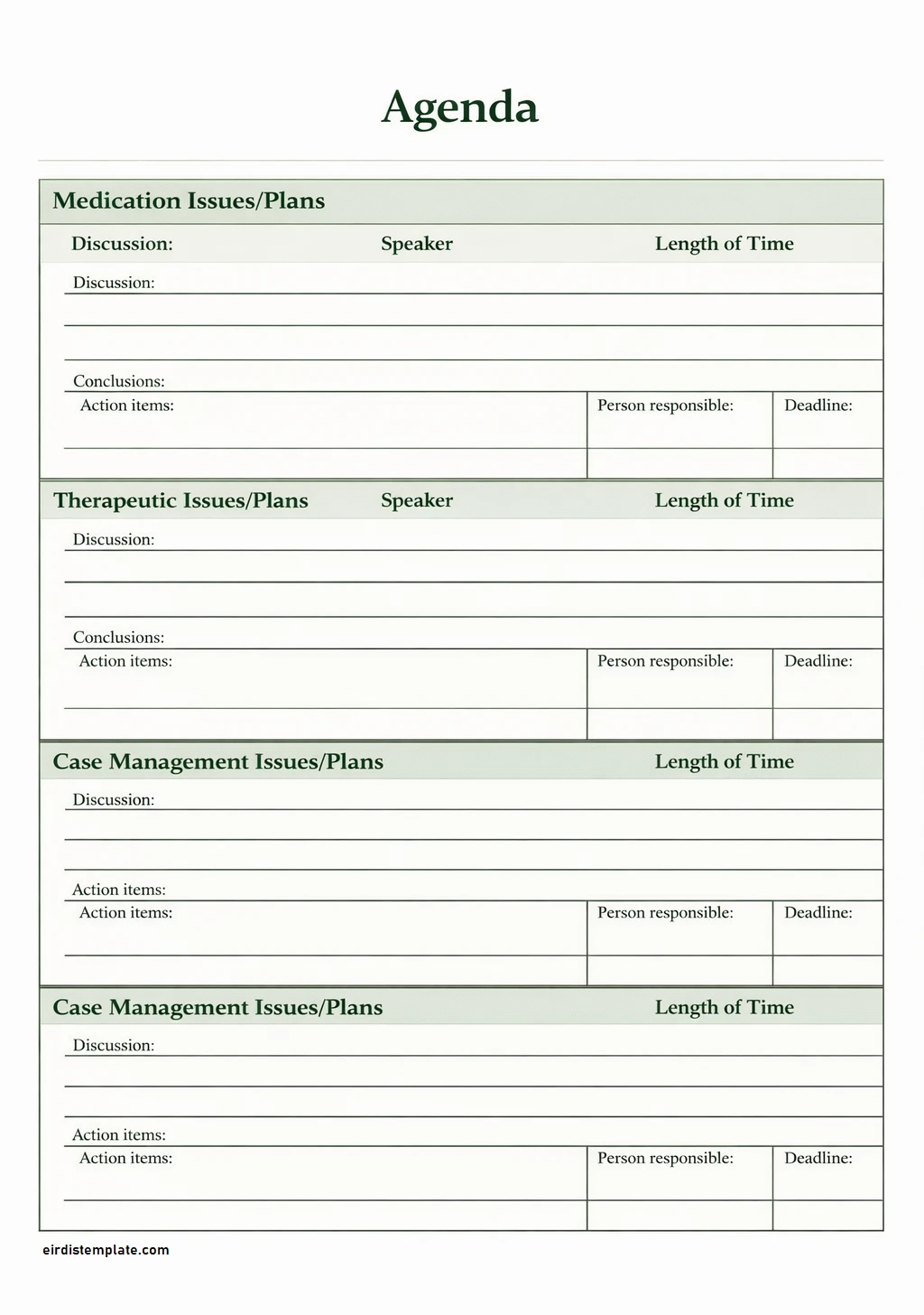 Simple Blank Meeting Agenda Template