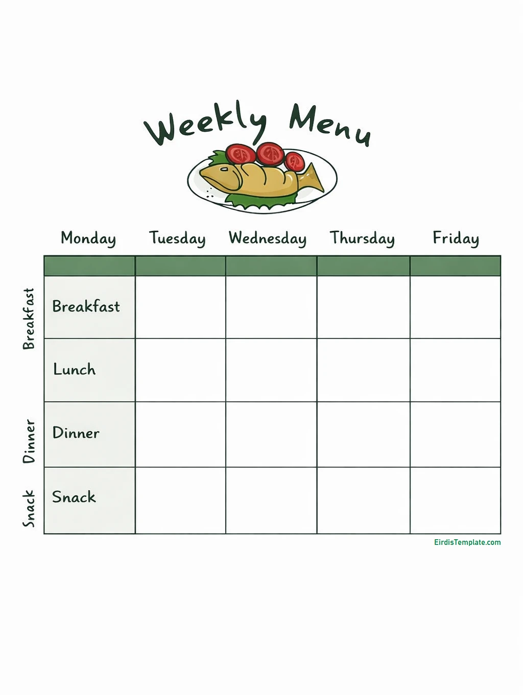 Menu Planner Template Simple Blank Weekly Menu Planner Template