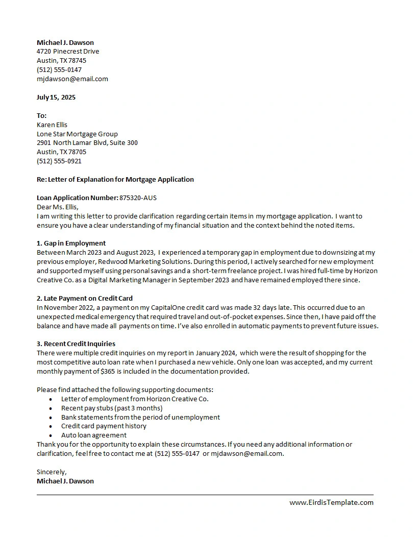 Mortgage Letter of Explanation Template Mortgage Letter of Explanation Template Word