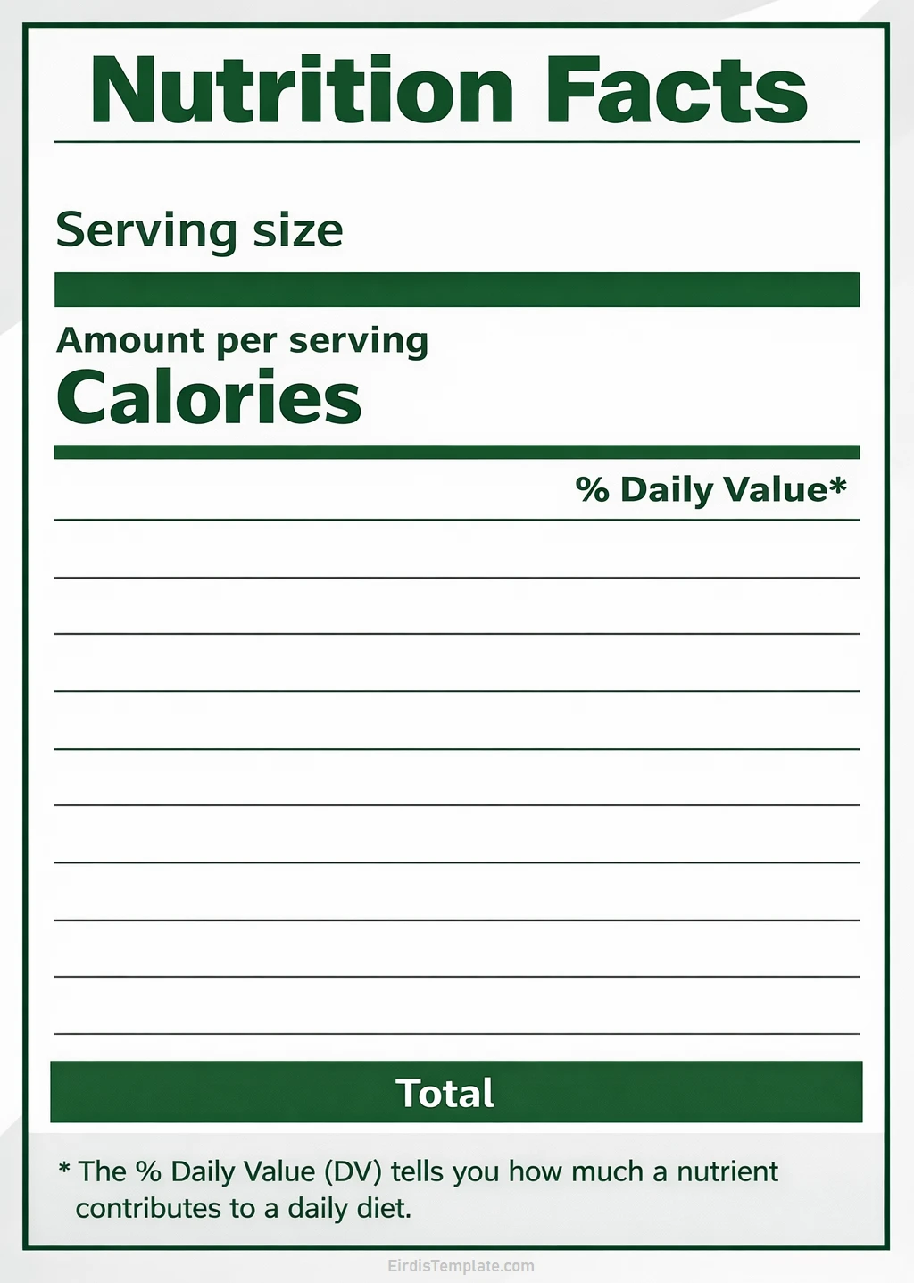Nutrition Chart Template Free Printable Nutrition Chart Template