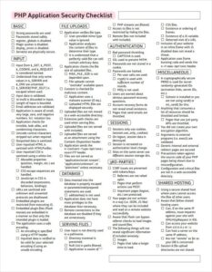 Application Security Checklist Template