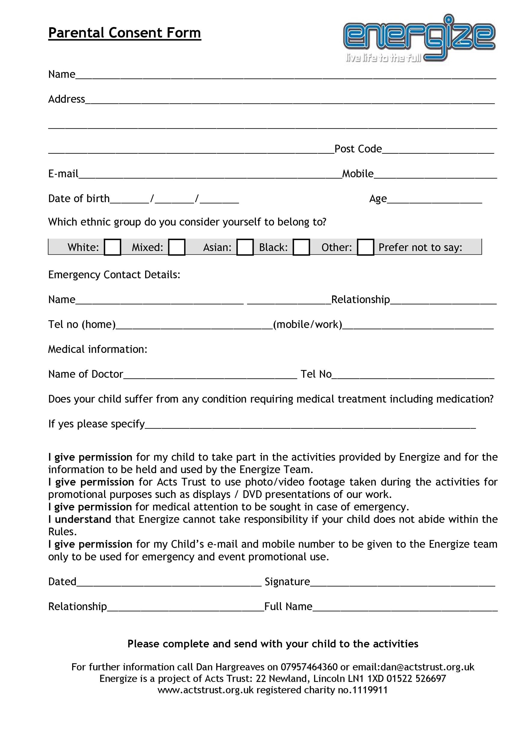 Parental Consent Form Parental Consent Form