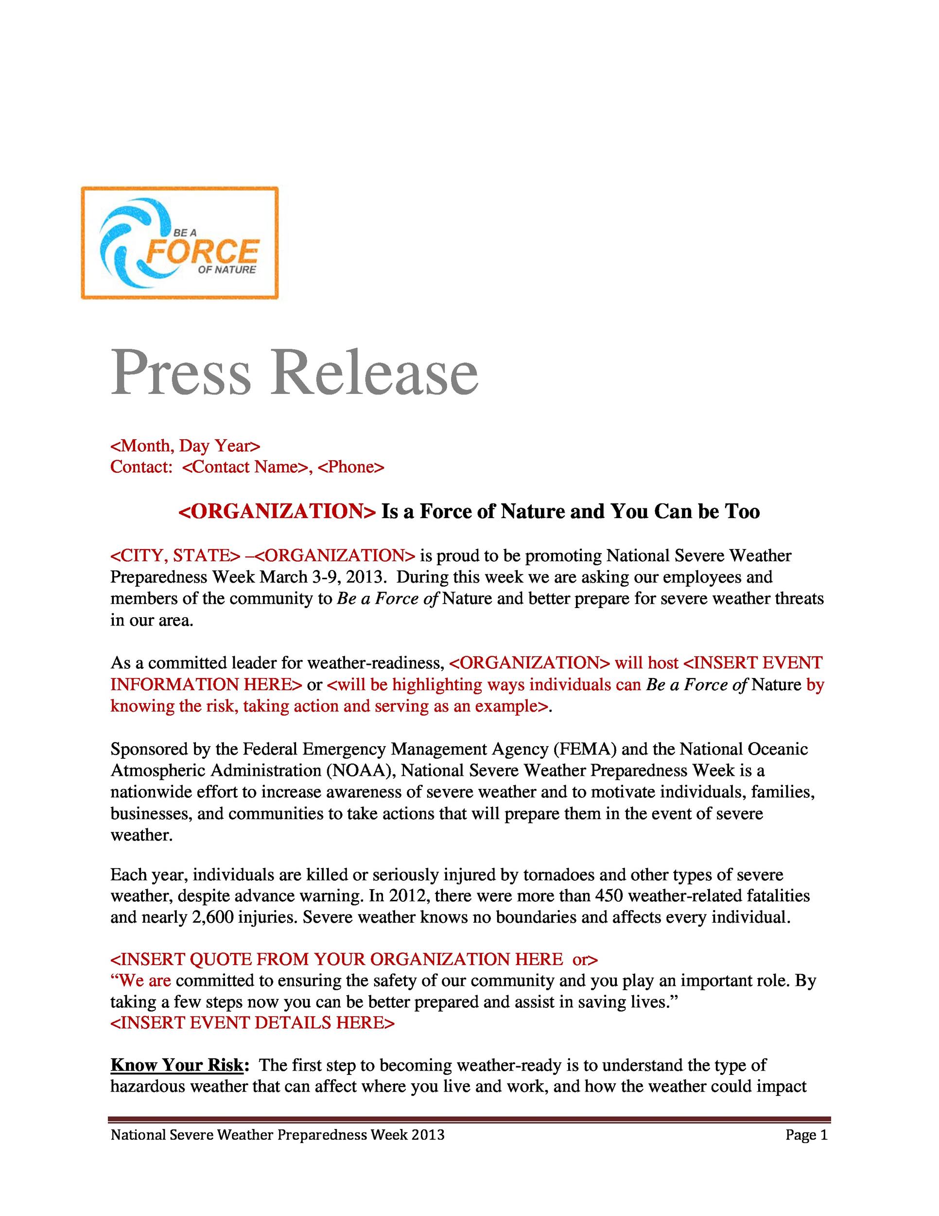 Press Release Template Press Release Template