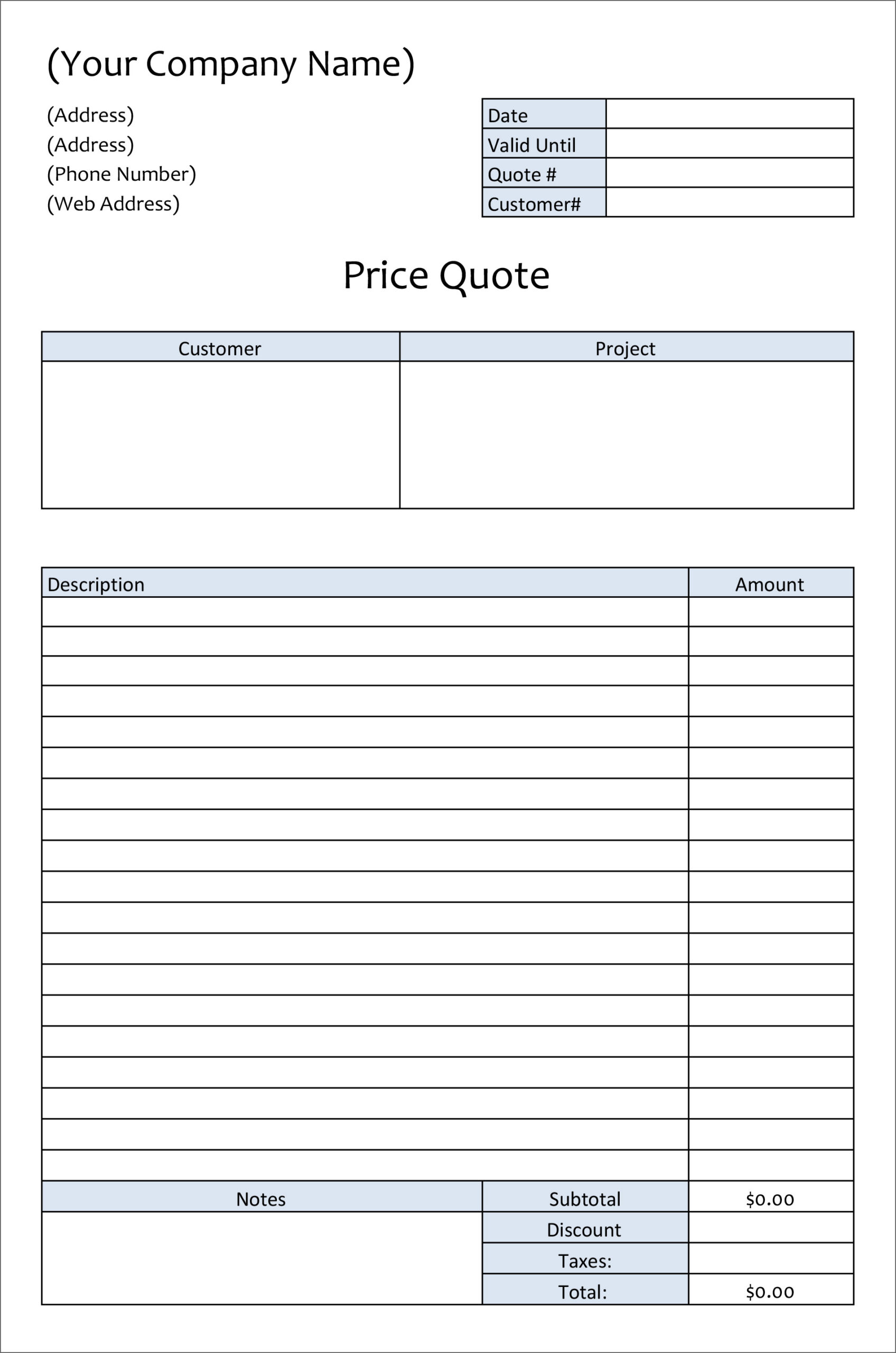 Price Quotation Template Price Quotation Template