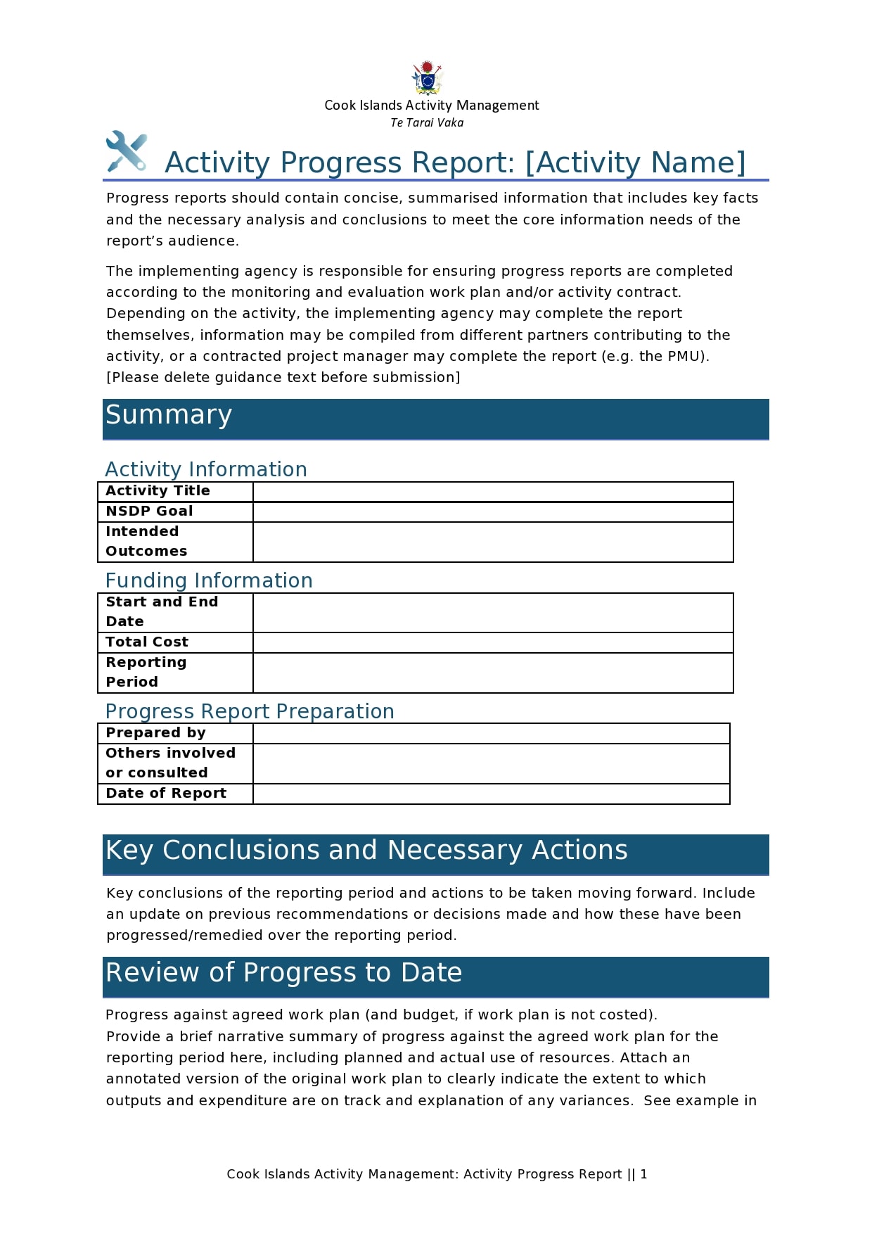 Printable Progress Report Template Printable Progress Report Template