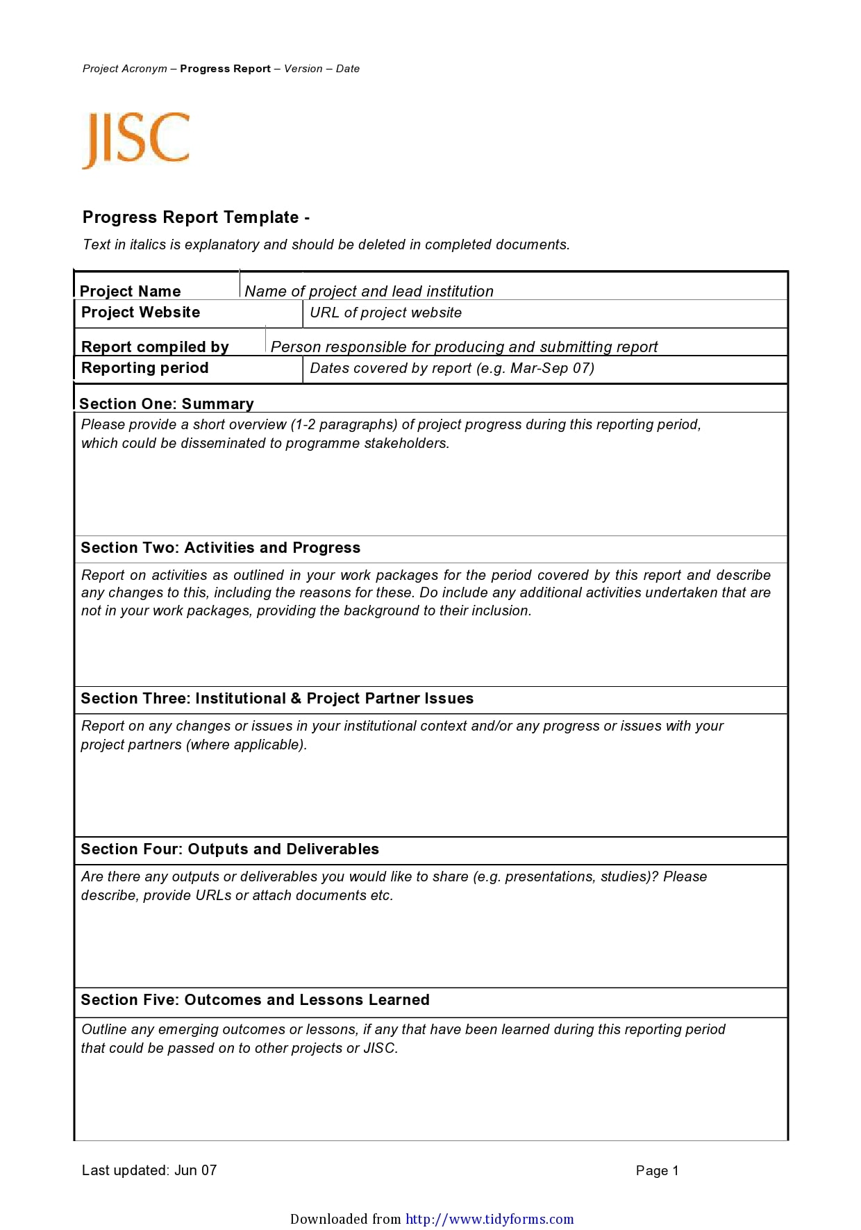 Progress Report Template Example Progress Report Template Example