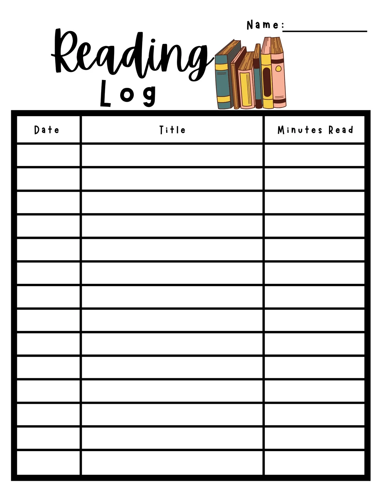 Reading Log Template Reading Log Template