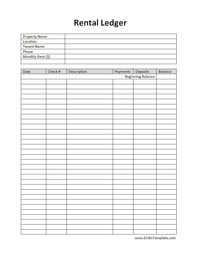 Rental Ledger Template Blank Rental Ledger Template