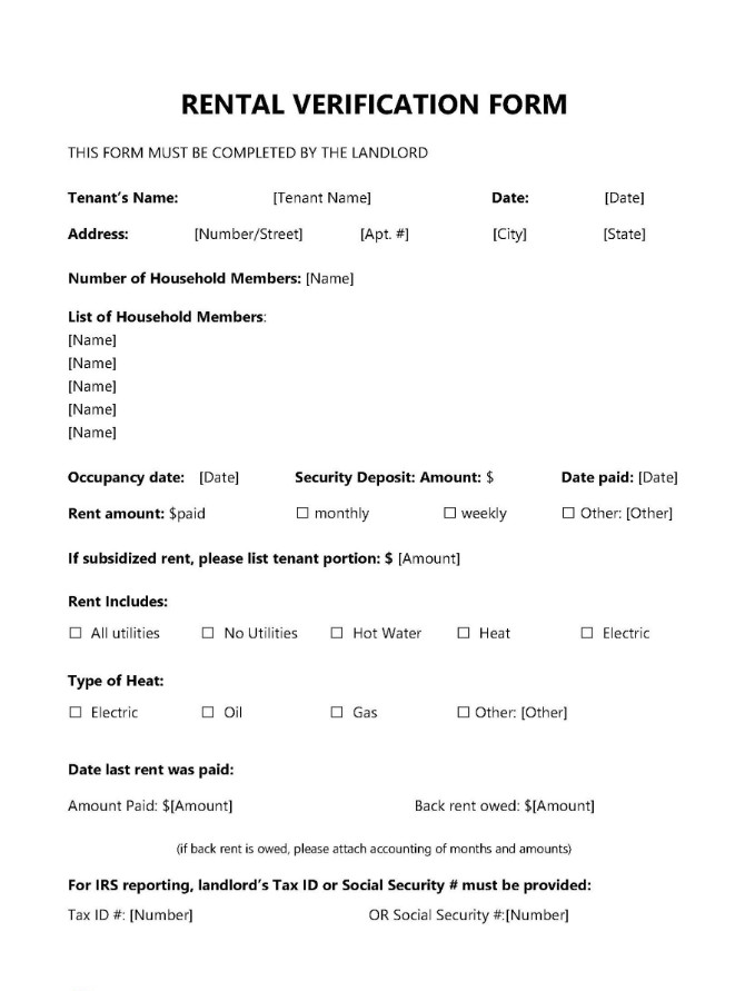 Rental Verification Form Example Rental Verification Form Example