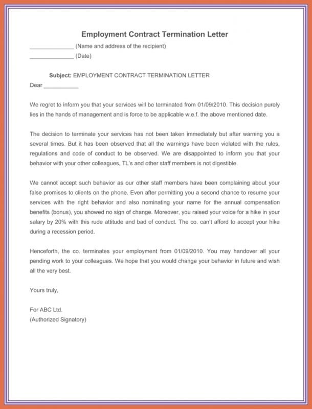 Sample Service Contract Termination Letter Template Sample Service Contract Termination Letter Template
