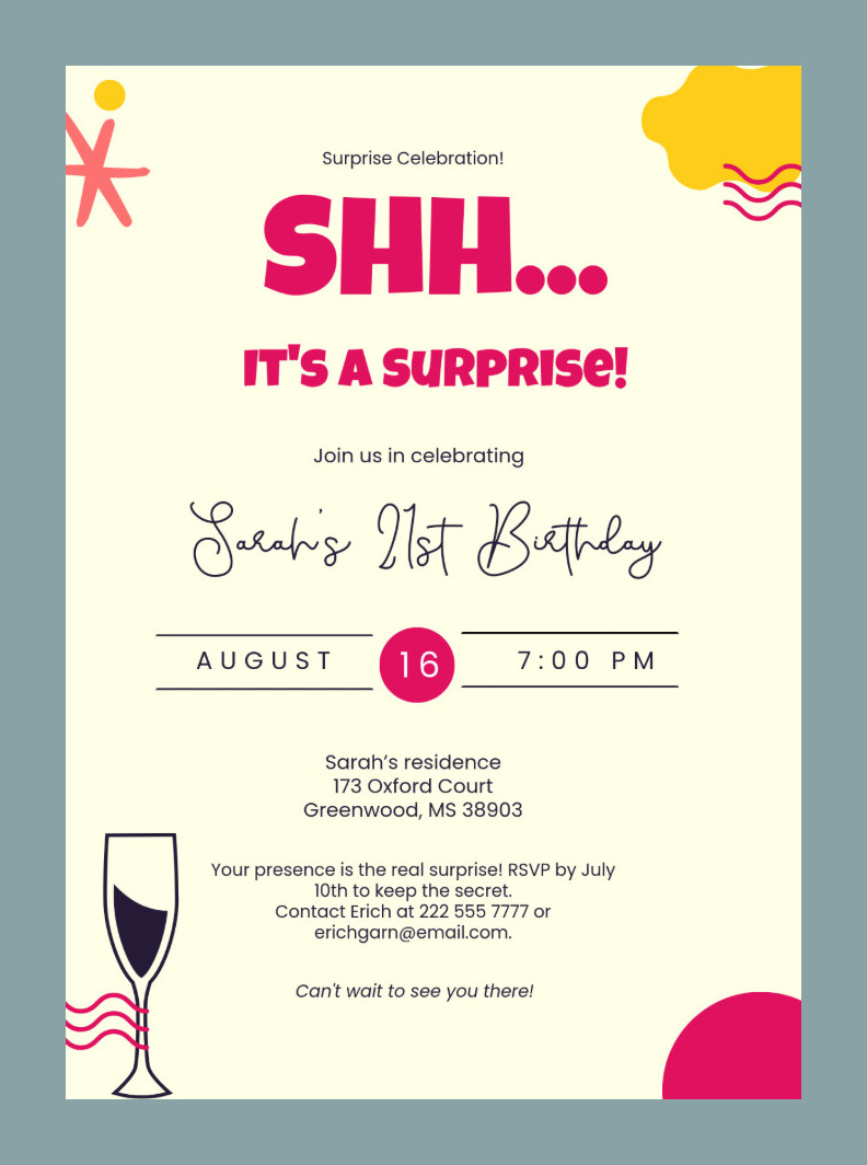 Sample Surprise Party Invitation Template Sample Surprise Party Invitation Template