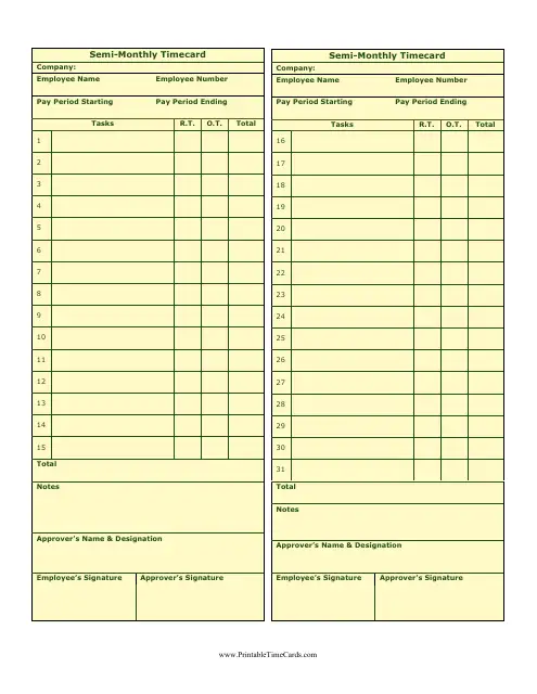 Sample Time Card Template Sample Time Card Template