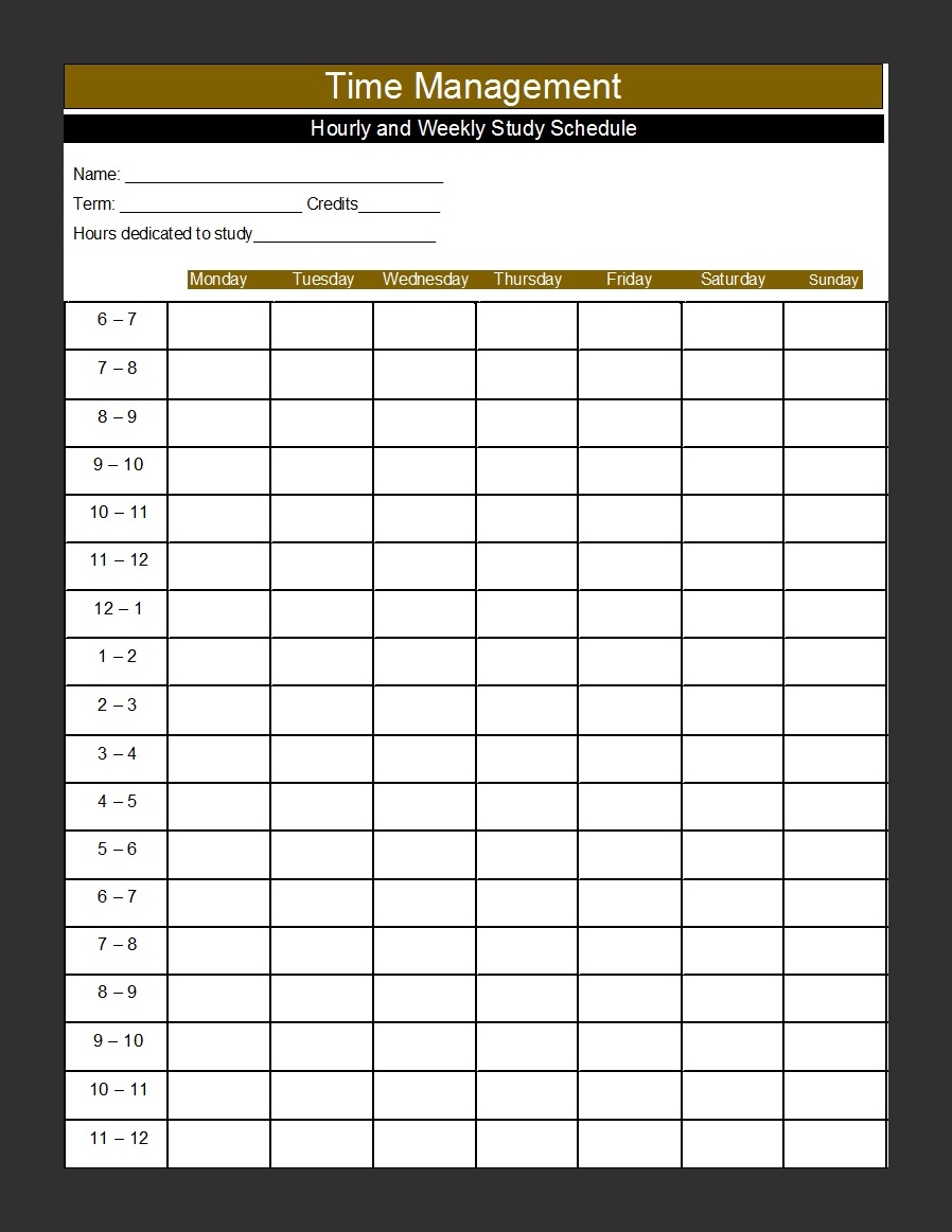 Sample Time Management Template Sample Time Management Template