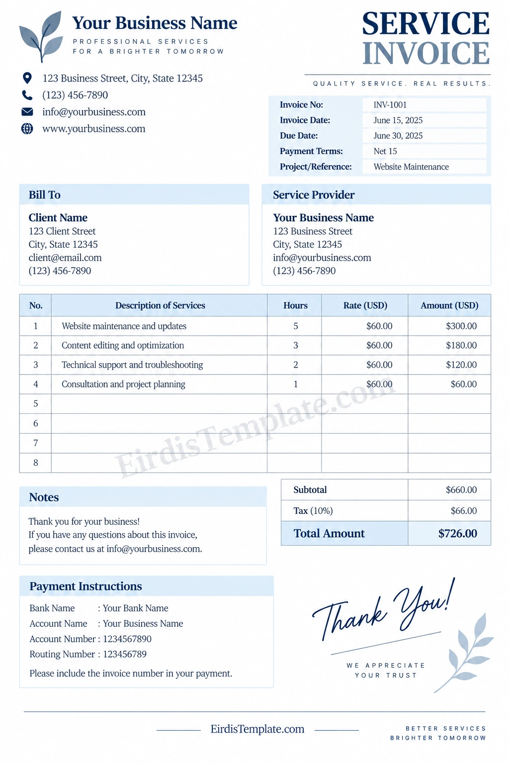 Service Invoice Template