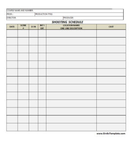Free Printable Shooting Schedule Template