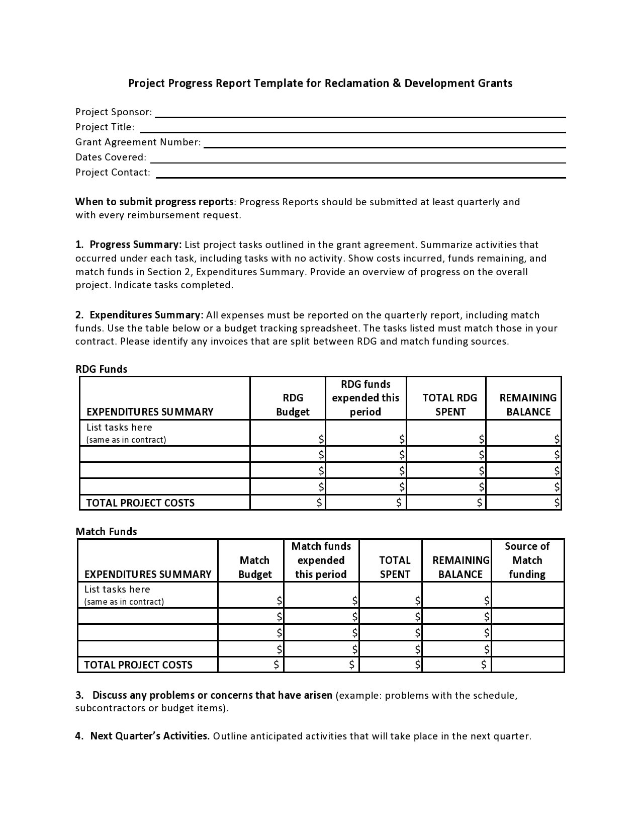 Simple Progress Report Template Simple Progress Report Template