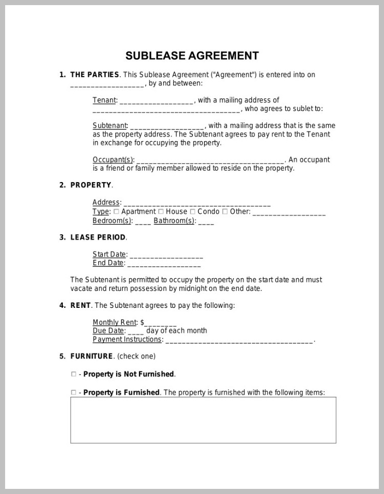 Sublease Agreement Template Sample Sublease Agreement Template Sample
