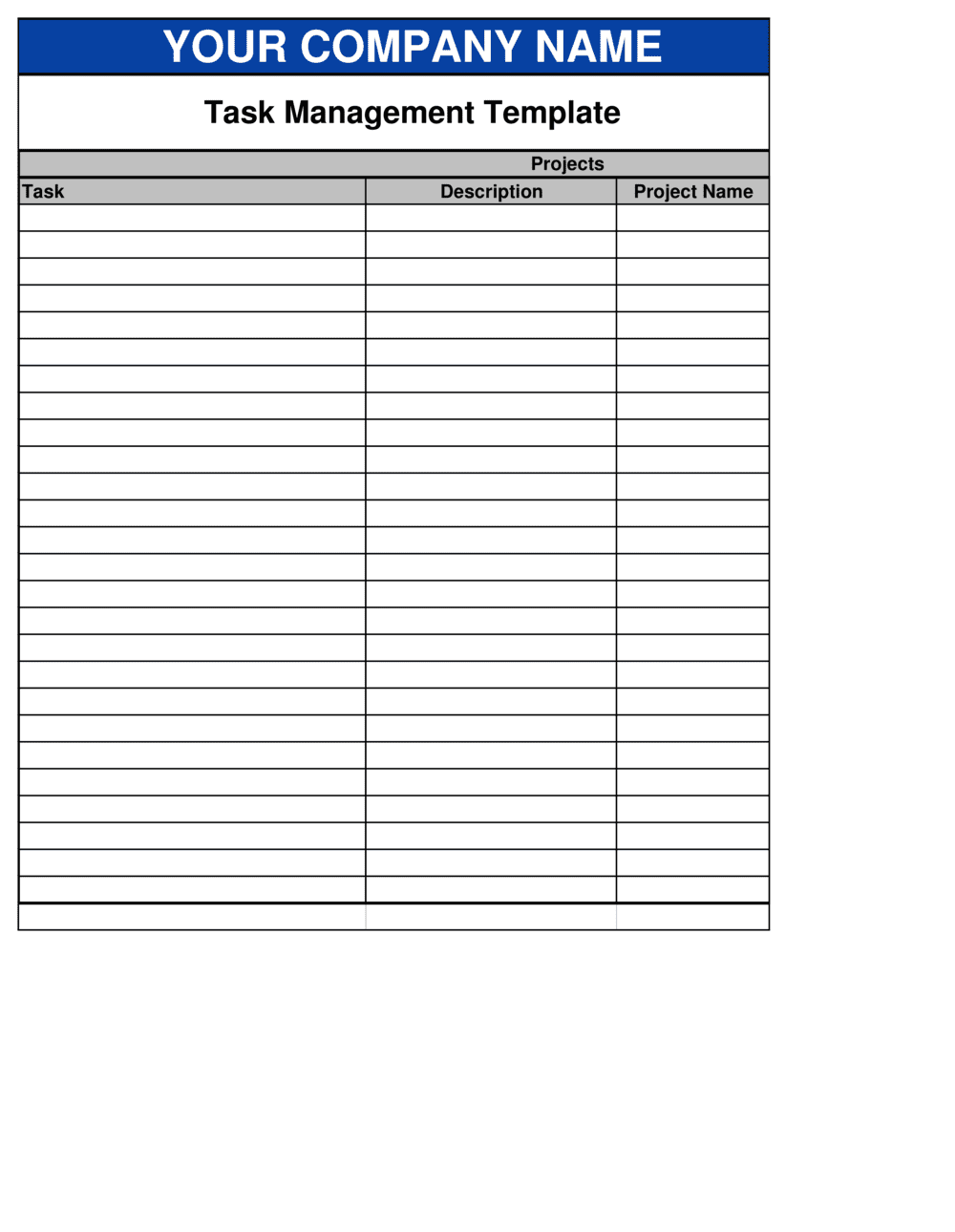 Task Management Template Task Management Template
