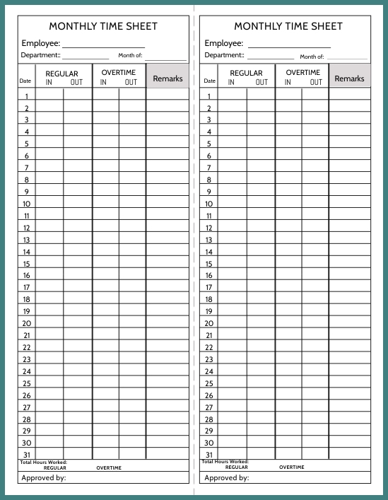 Time Card Template Example Time Card Template Example