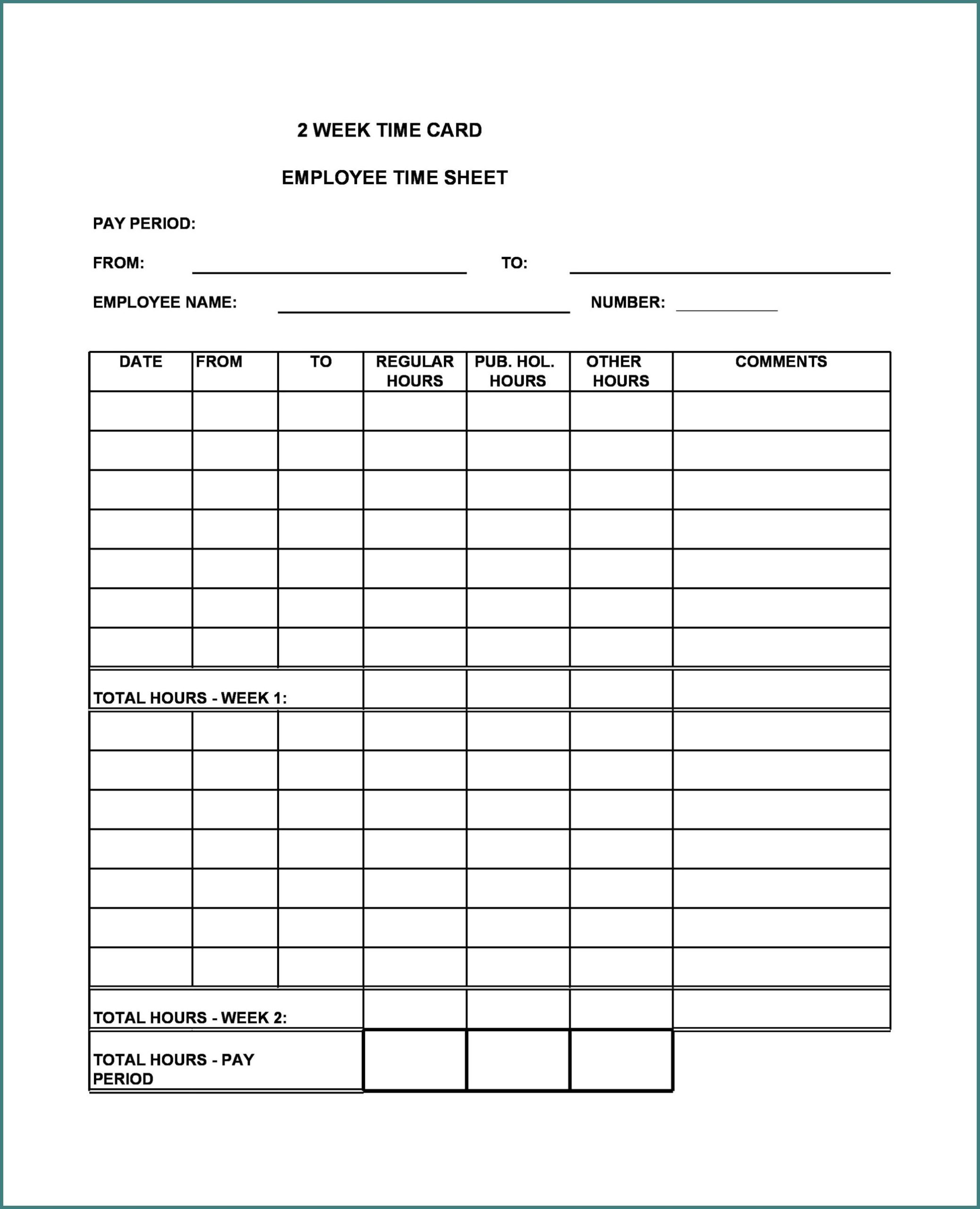 Time Card Template Time Card Template