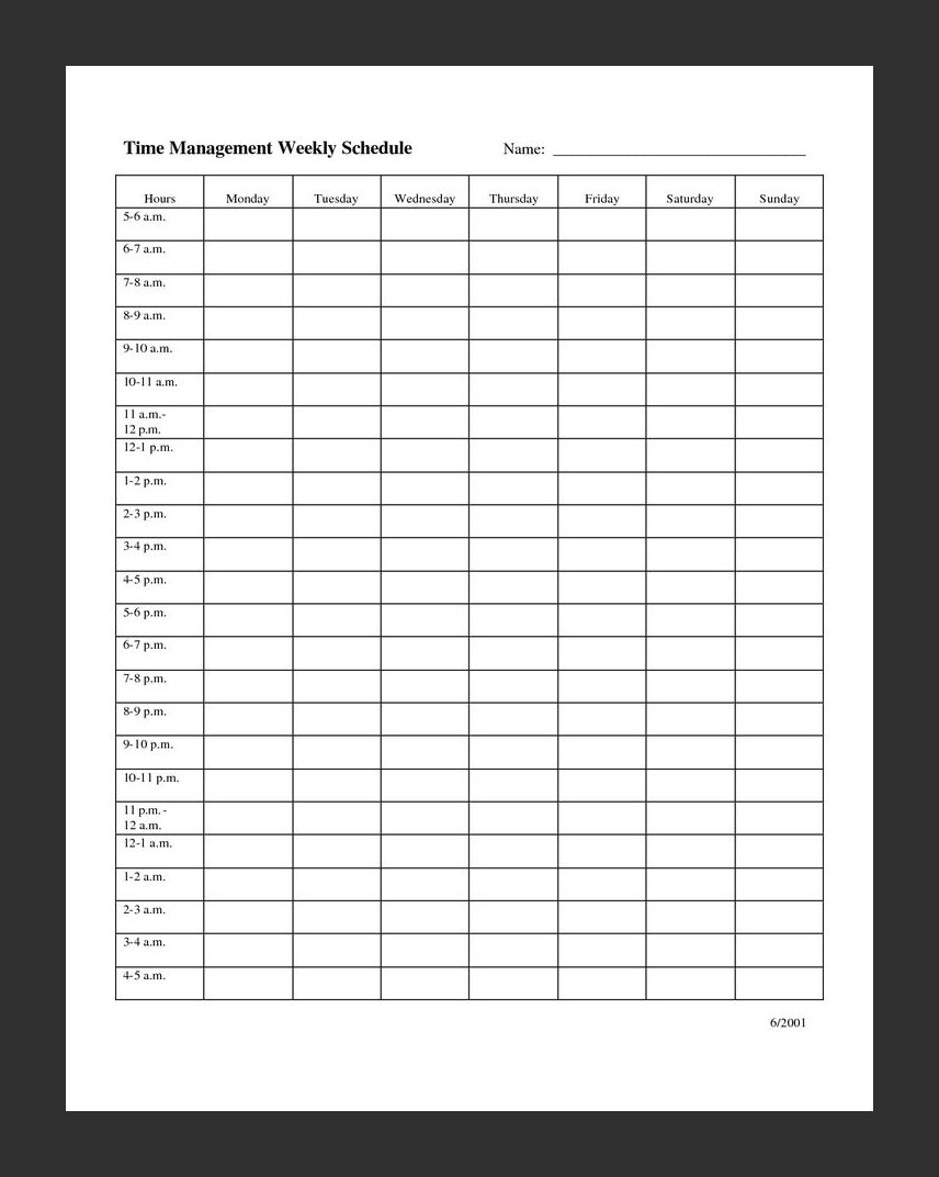 Time Management Template Example Time Management Template Example