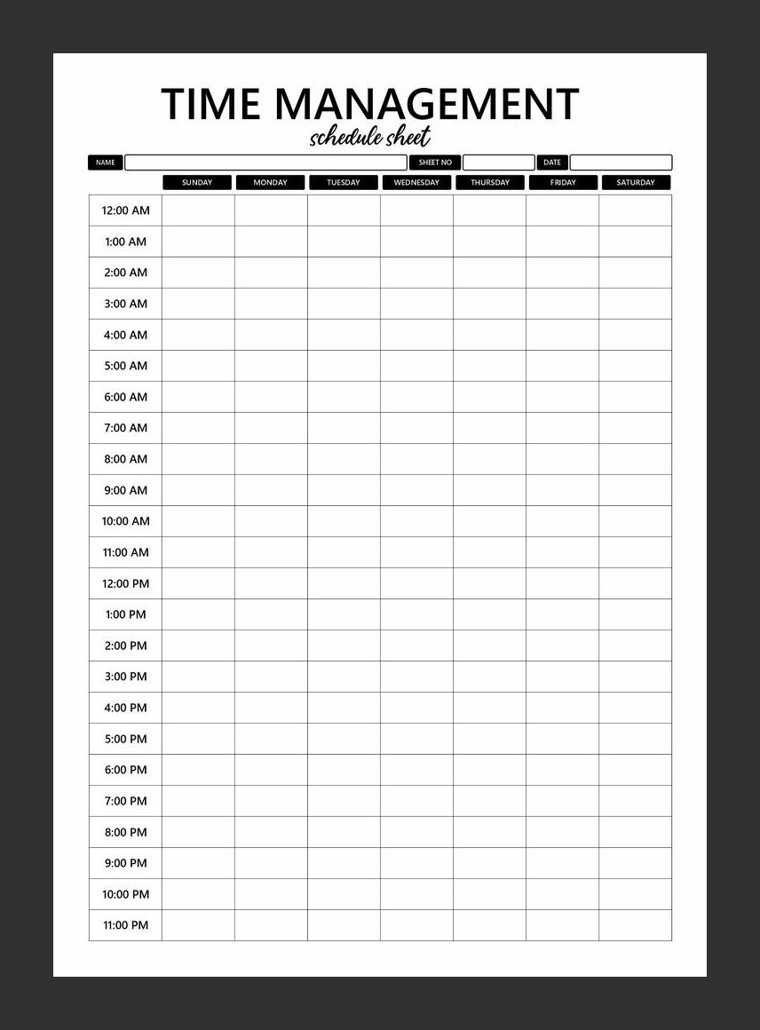 Time Management Template Sample Time Management Template Sample