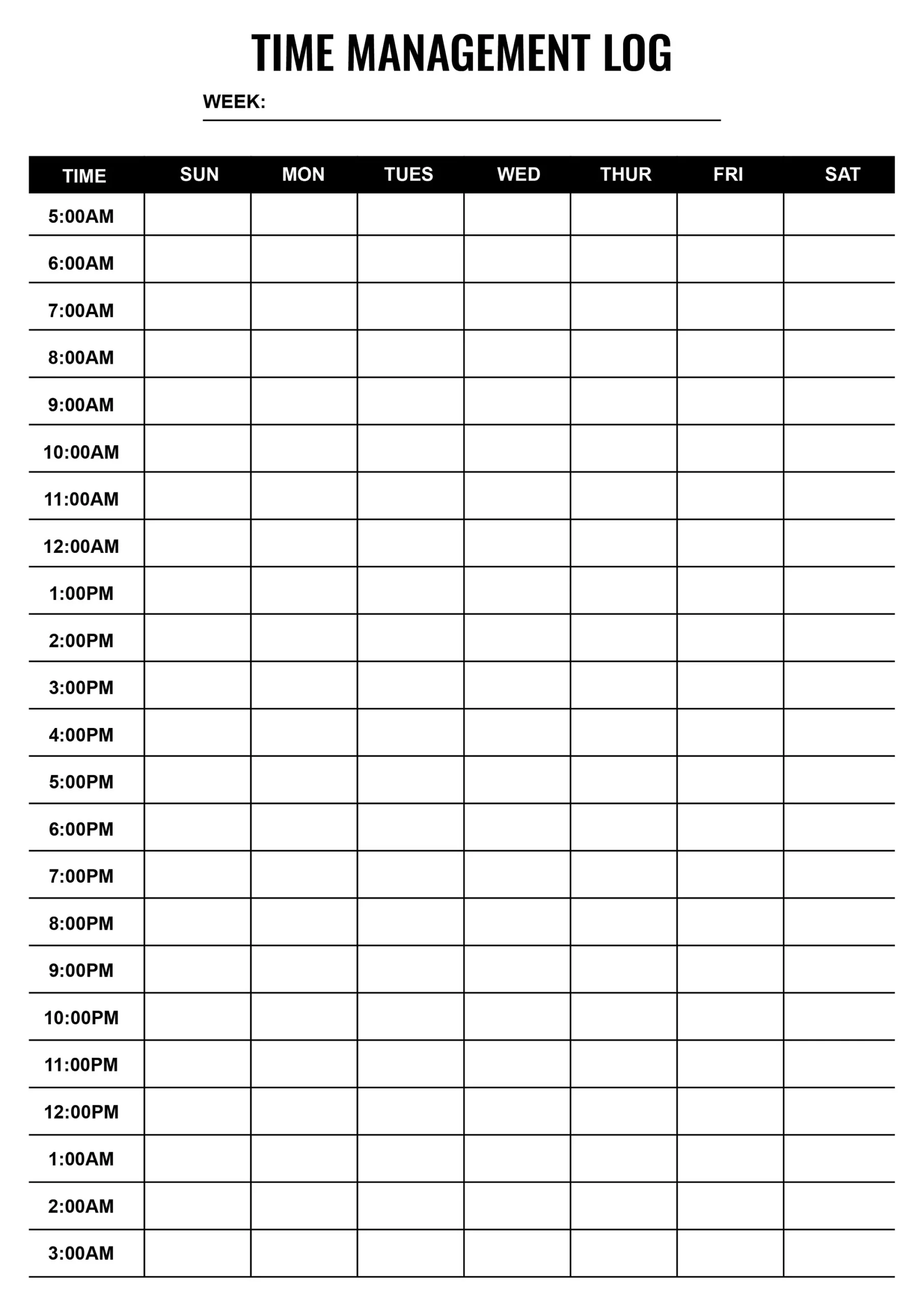 Time Management Template Time Management Template