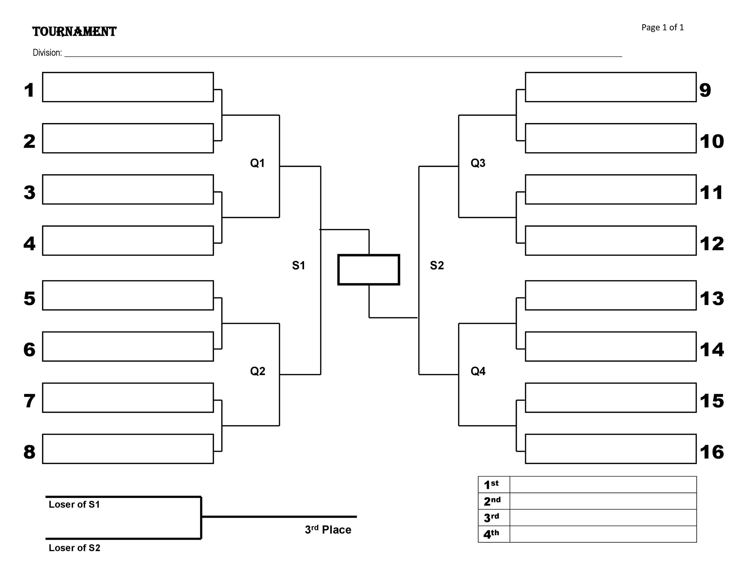 Tournament Chart Template Tournament Chart Template