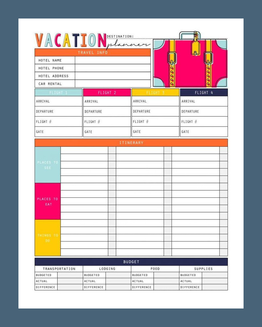 Vacation Planner Template Sample Vacation Planner Template Sample