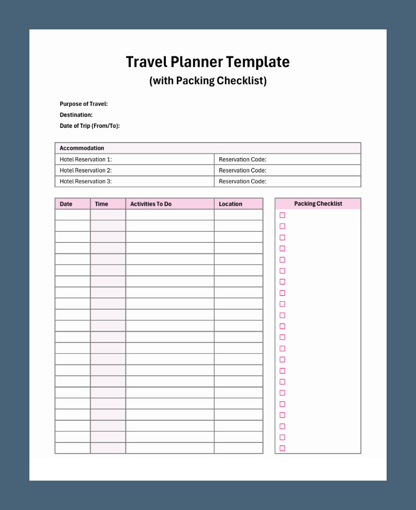 Vacation Planner Template Vacation Planner Template