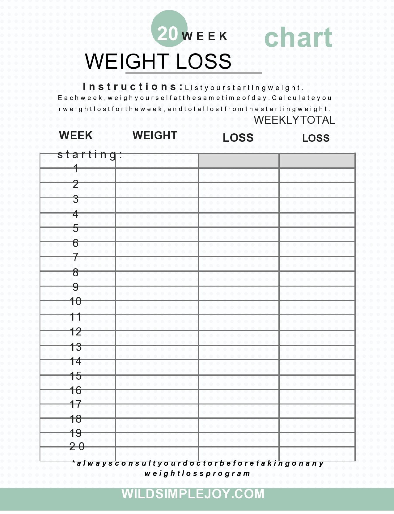 Weight Loss Tracker Template Weight Loss Tracker Template