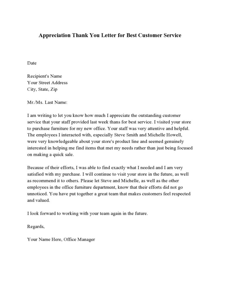 Editable Appreciation Letter Template (Word)