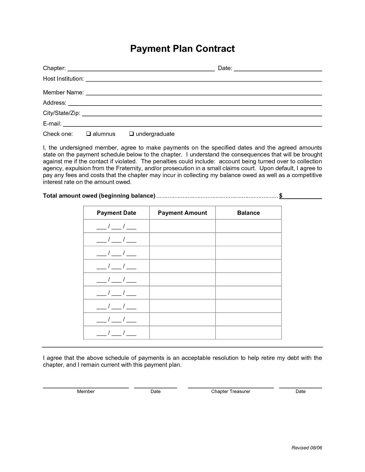 contract for payment plan contract for payment plan
