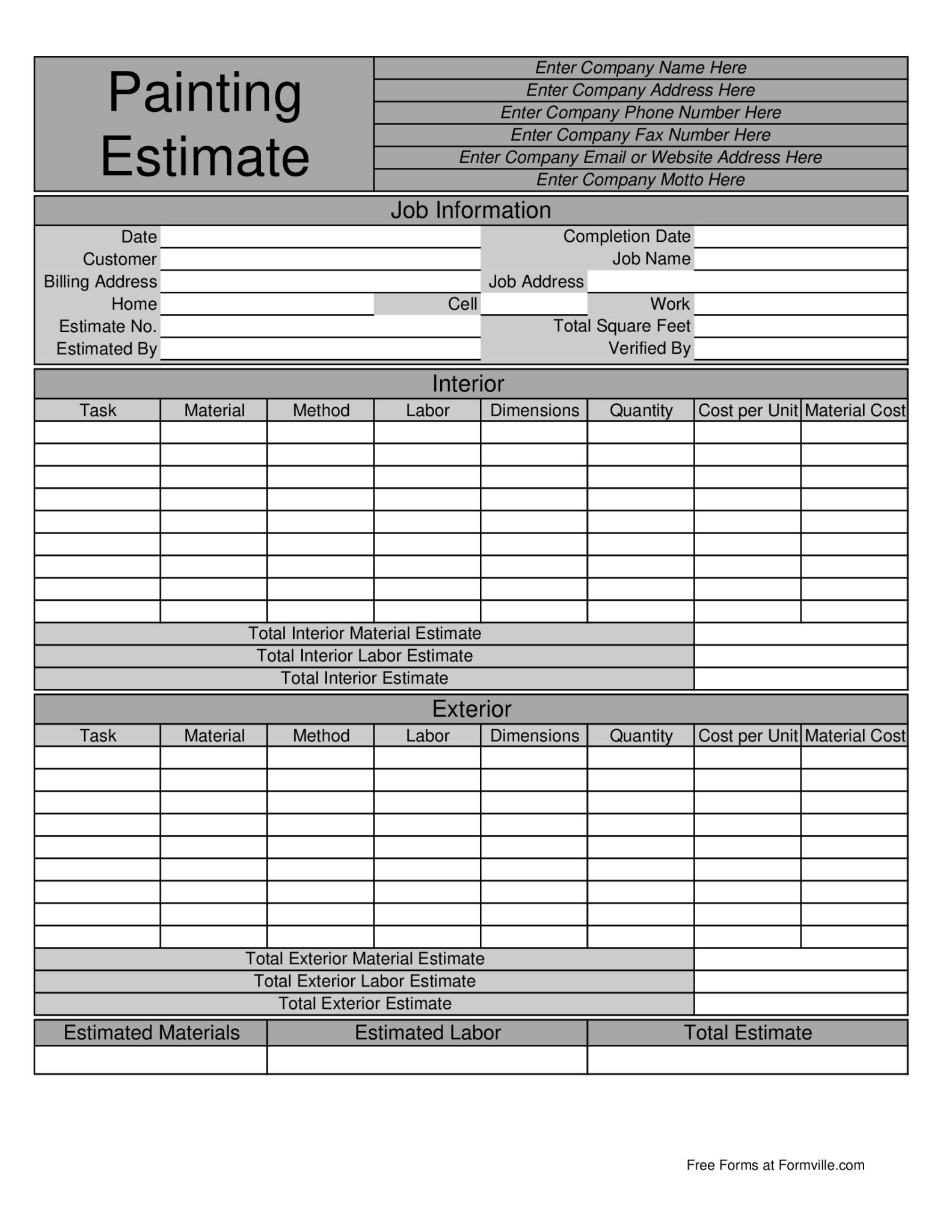free painting estimating spreadsheet excel free painting estimating spreadsheet excel