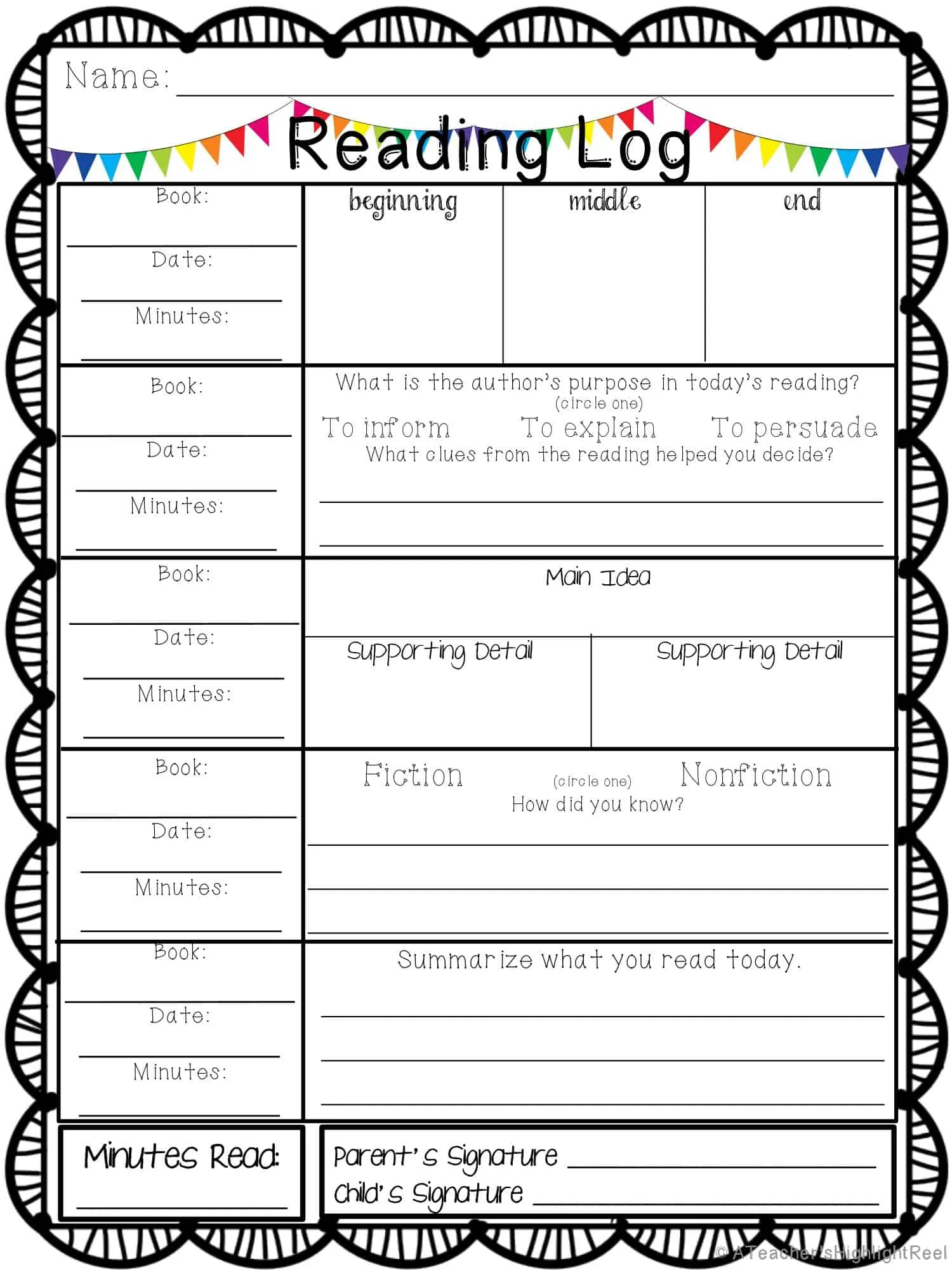 free printable reading record sheet free printable reading record sheet