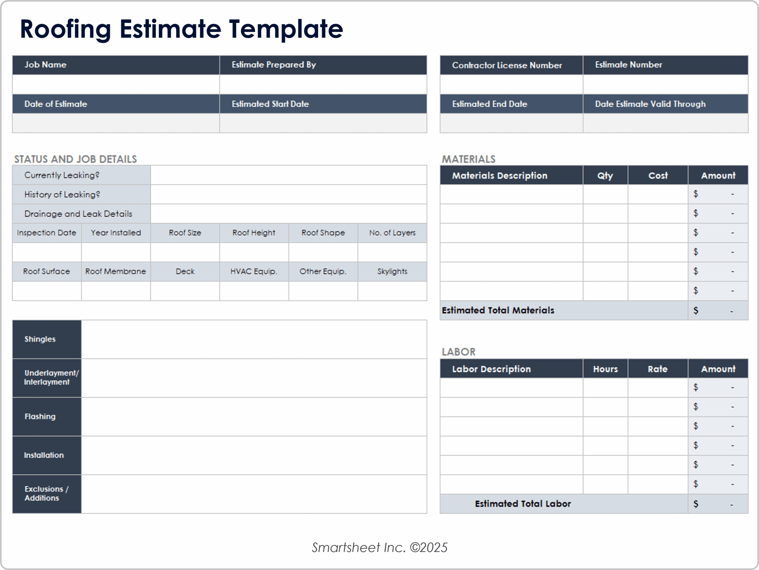 free printable roofing estimate forms free printable roofing estimate forms